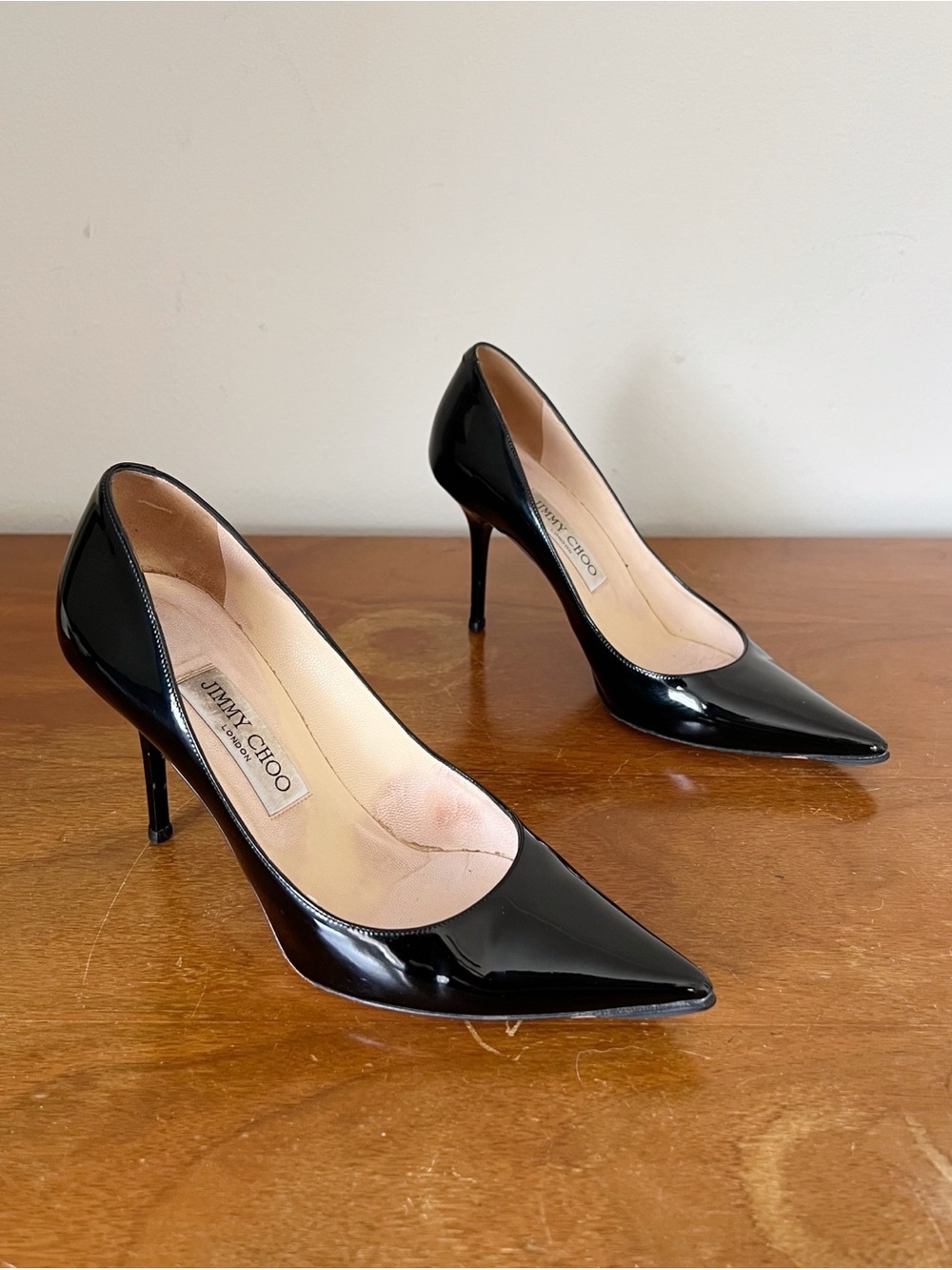 Jimmy Choo • Abel black patent leather pump stiletto heel 100mm point toe